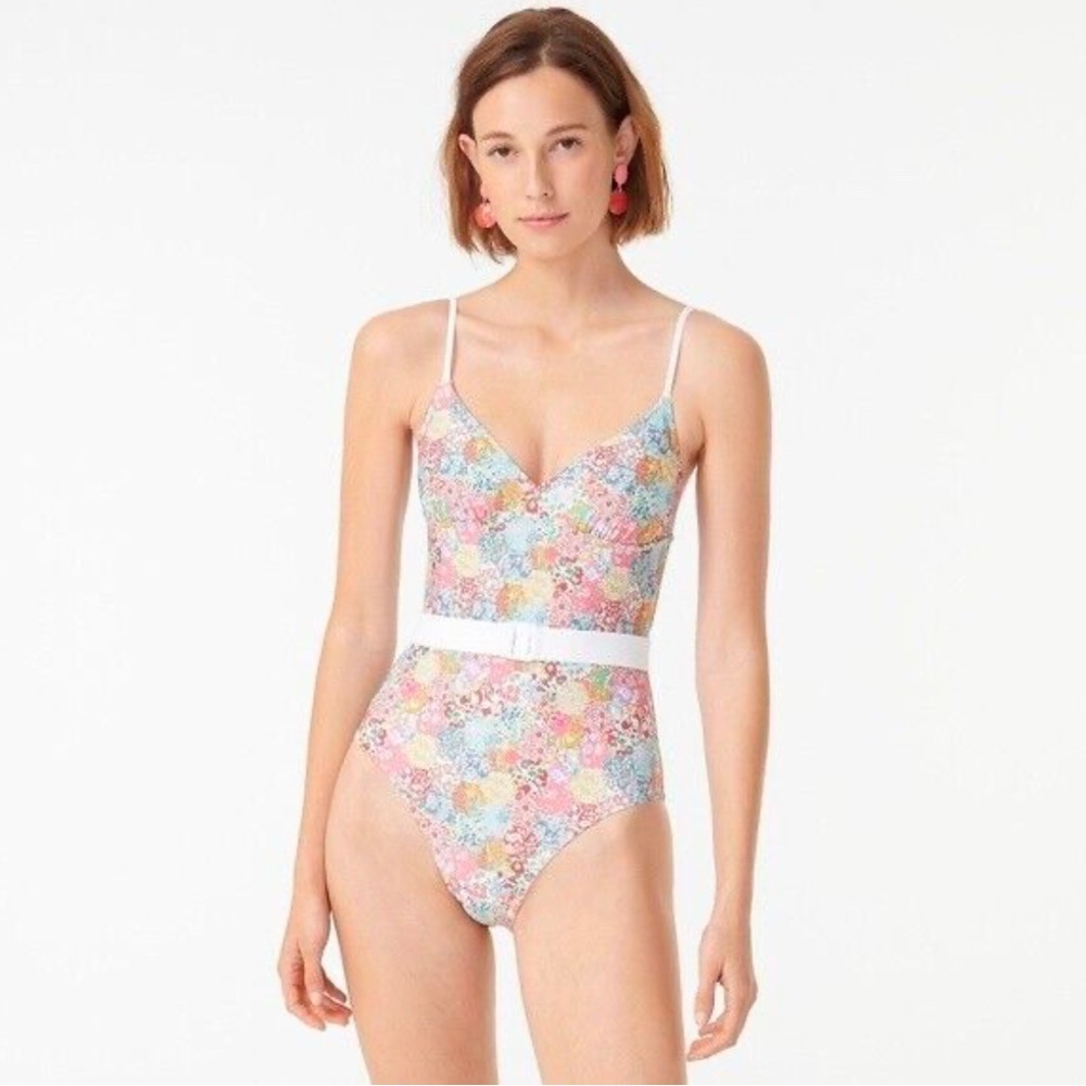 J Crew Belted one-piece in Liberty® Patchwork Dream floral with belt Size 8 - Picture 2 of 5